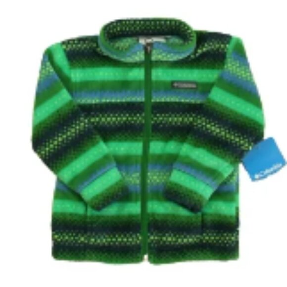 Columbia Fleece Jacket Green Striped - Picture 3 of 3